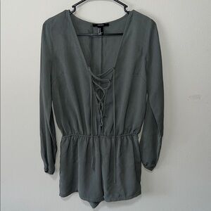 Forever 21 Sage Green V-Neck Romper